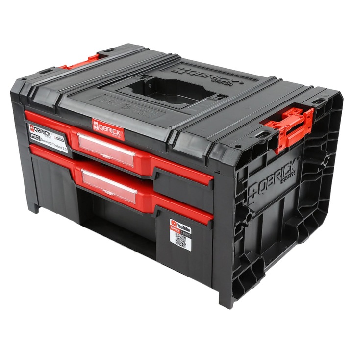 Cutie pentru scule Qbrick System Pro 2.0 Basic, negru, 450 x 310 x 244 mm, cu 2 sertare