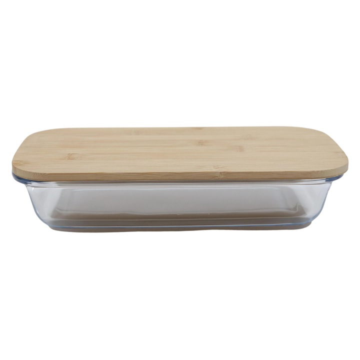 Daily Studio Casa hőálló edény, boroszilikát üveg, téglalap alakú, átlátszó, 1,6 l, fedővel
