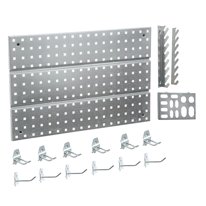 Fali rendszerező, Patrol, fém, 415 x 226 x 200 mm, 16 elemes készlet