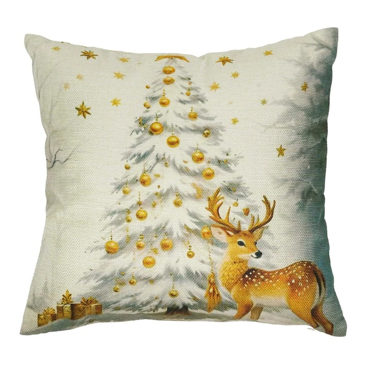Karácsonyi díszpárna, 66660013, pamut + poliészter, többszínű, 40 x 40 cm