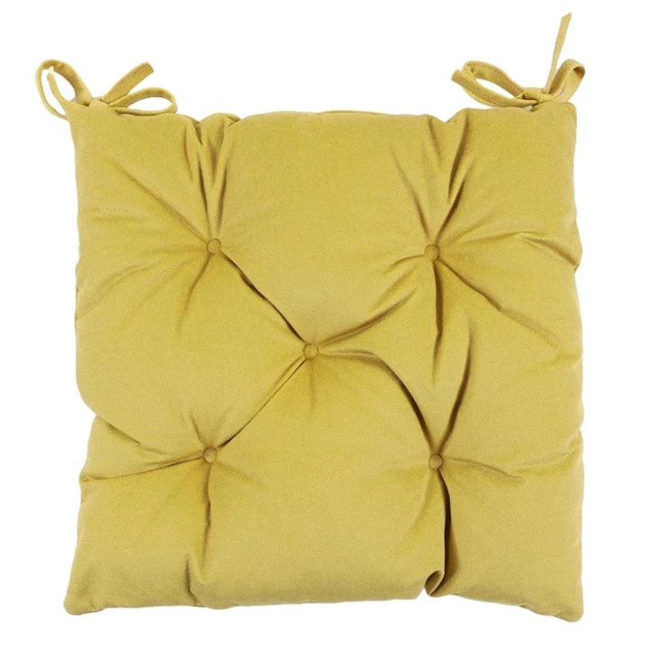 Perna scaun Hazan 152, poliester + fibra poliester siliconizata, galben mustar, 40 x 40 cm