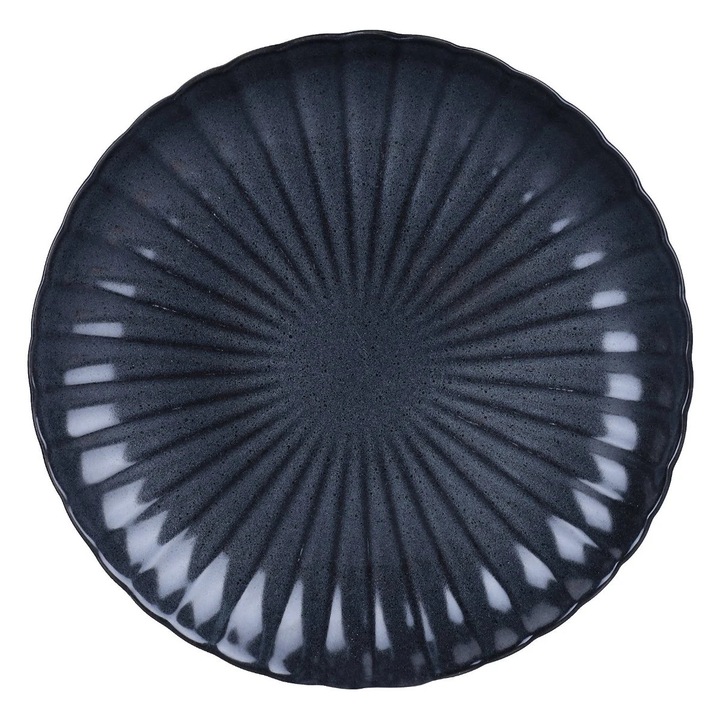 Farfurie intinsa D4014B, portelan, gri inchis, 27 cm