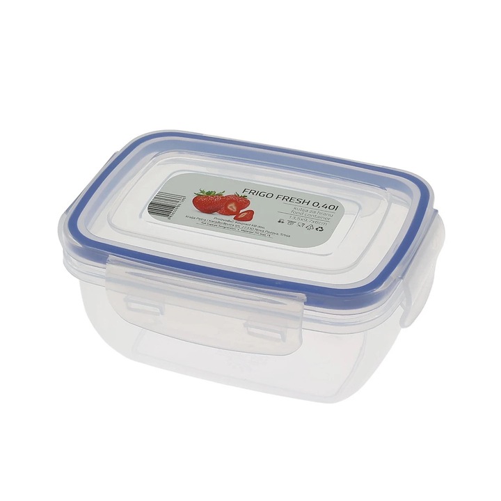 Caserola alimente, Frigo Fresh, plastic, dreptunghiulara, transparent, 0.4 L