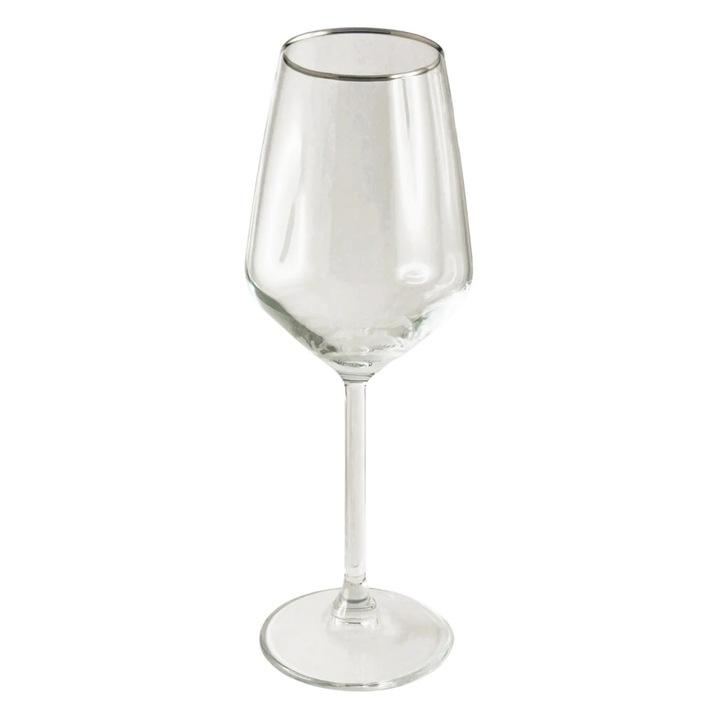 Fehérboros pohár 440080, üveg, átlátszó + platina, 350 ml, 6 darabos készlet