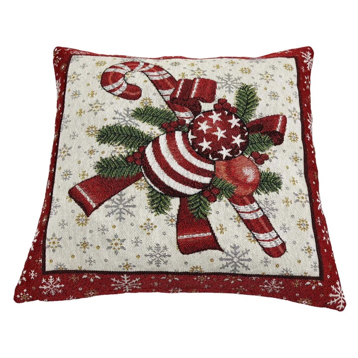 Fata de perna Craciun, Atria, model glob, poliester, multicolor, 40 x 40 cm