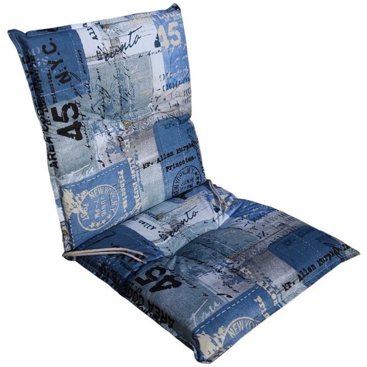 Perna scaun Confort, bumbac + poliester, albastru, 100 x 48 x 6 cm