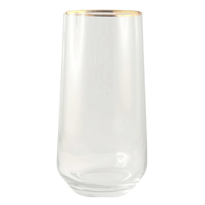 Pahar cocktail 420015, sticla, transparent + auriu, 470 ml, set 6 bucati