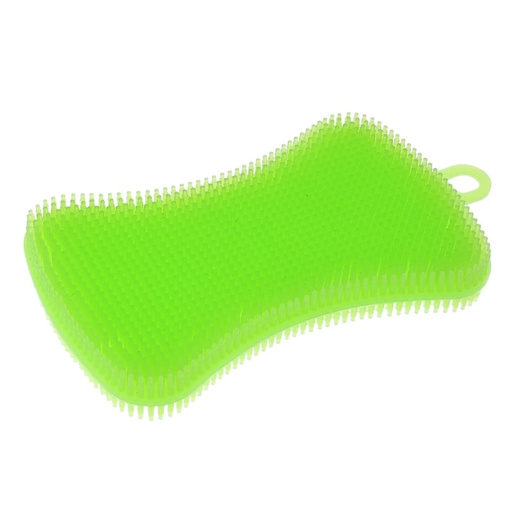 Perie de curățat YKW-033, silicon, verde, 12x6.5x1.2cm