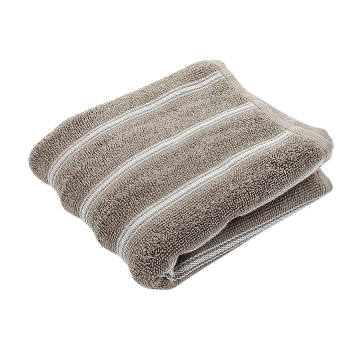 Prosop baie Caressa RH-0199, bumbac, alb + maro, 30 x 50 cm, 600 g/mp
