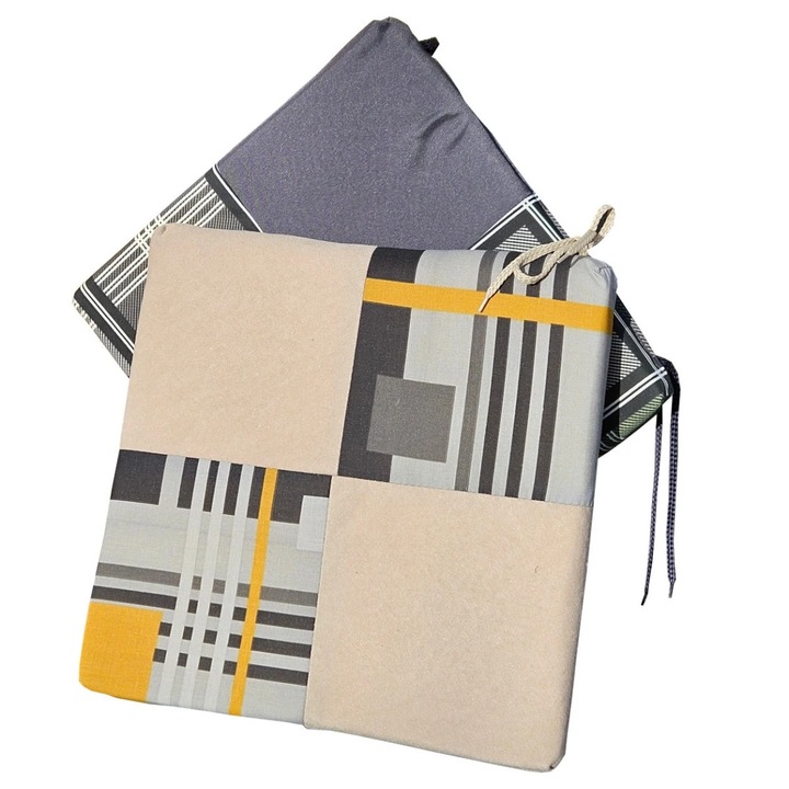 Perna pentru scaun, patrata, bumbac + poliester, diverse modele, 39 x 39 x 3 cm