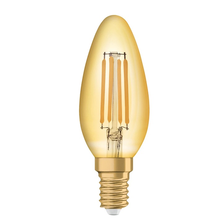 Bec LED decorativ Osram Vintage 1906 Fil Gold clasic B35 E14 4 W 410 lm lumina calda 2400 K