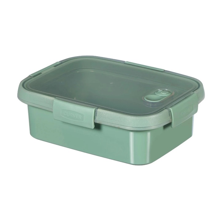 Caserola alimente, Curver Smart To Go Eco, plastic, dreptunghiulara, verde, 1 L
