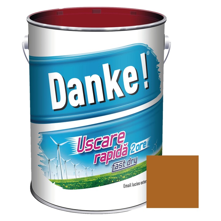 Vopsea alchidica pentru lemn / metal, Danke! Uscare Rapida, interior / exterior, maro / ocru, 4 L