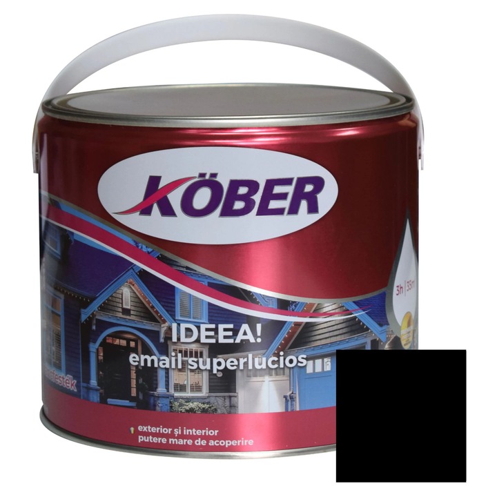 Kober Ideea alkid festék fa / fém felületekre, beltéri / kültéri, fekete, 2,5 L