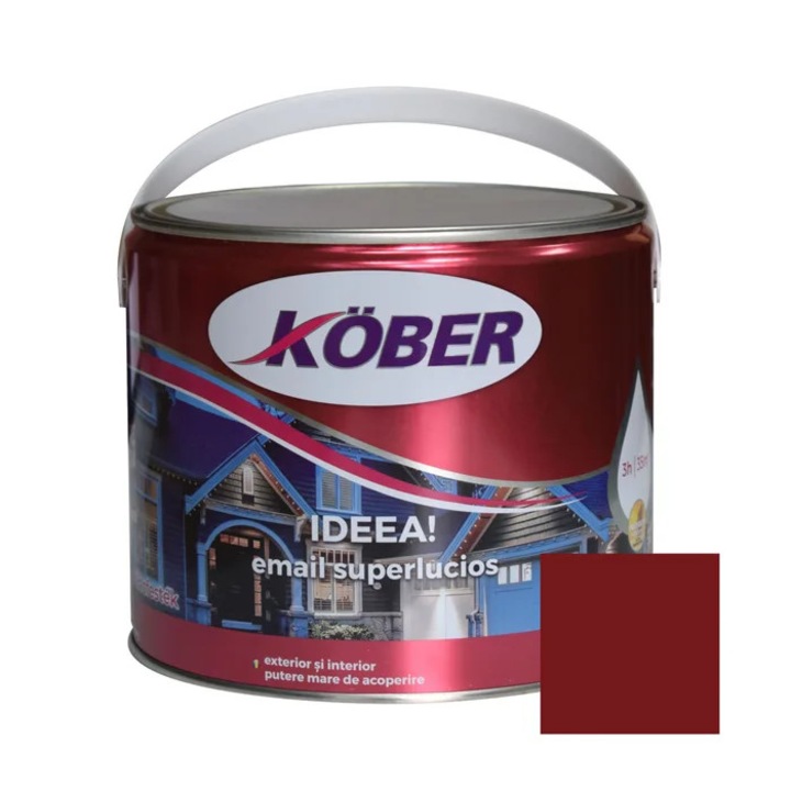 Kober Ideea alkid festék fa / fém felületekre, beltéri / kültéri, bordó, 2.5 L