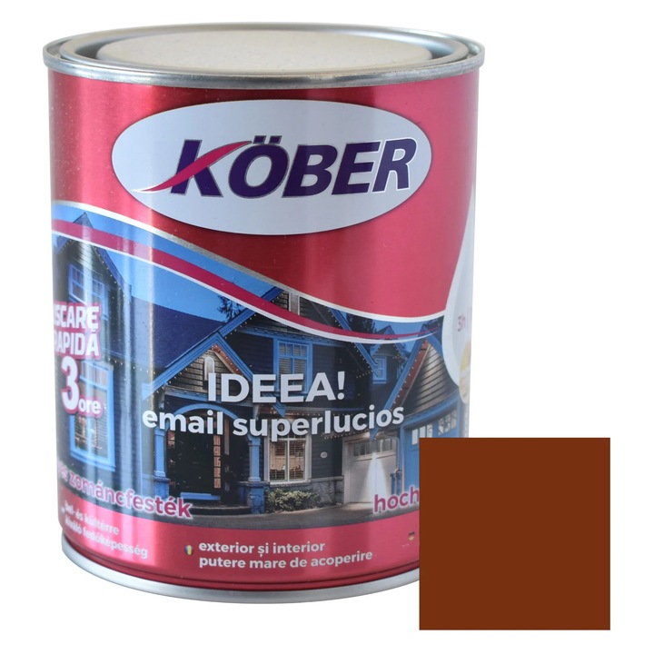 Kober Ideea alkid festék fa / fém felületre, beltéri / kültéri, barna / narancsbarna RAL 8023, 0.75 L