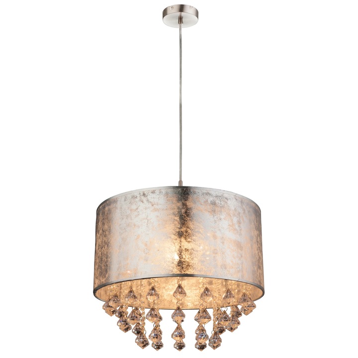 Suspensie Amy I 15188H3, 1 x E27, cristalele acrilice, argintiu, modern