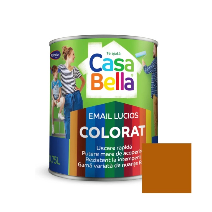 Vopsea alchidica pentru lemn / metal, Casabella, interior / exterior, ocru, 0.75 L