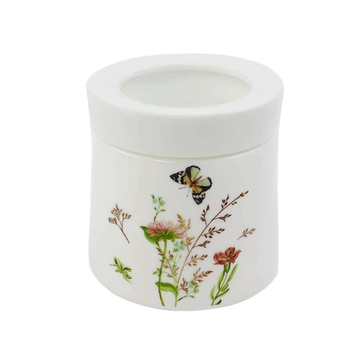 Recipient pentru ingrediente T2J050-1PW, sticla opal, alb + model multicolor, 10.4 x 10.3 cm, 500 ml