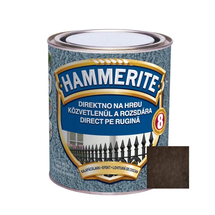 Vopsea alchidica pentru metal Hammerite - lovitura de ciocan, interior / exterior, maro, 0.75 L