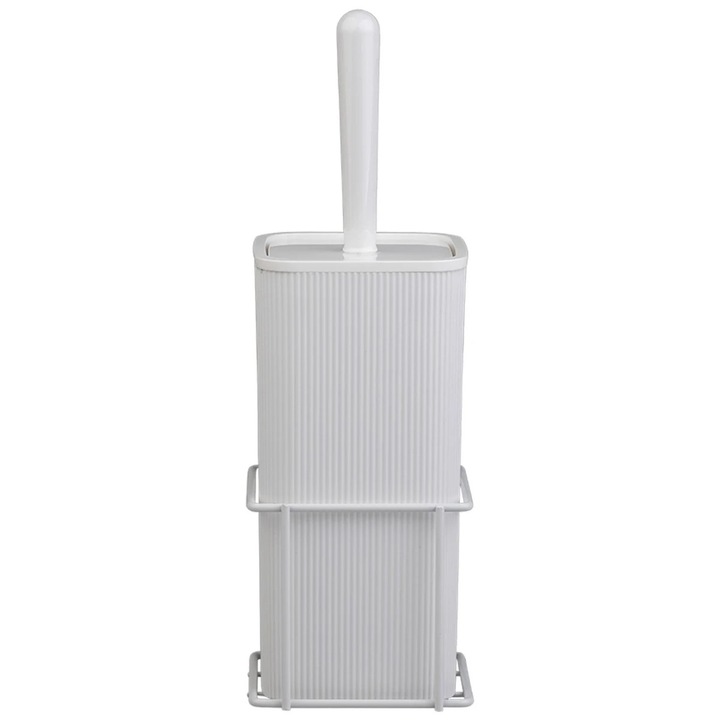 Perie WC Okyanus Home Mina MB-864B-424, montaj suspendat, polipropilena + otel, finisaj alb, 10.5 x 10.5 x 33.5 cm