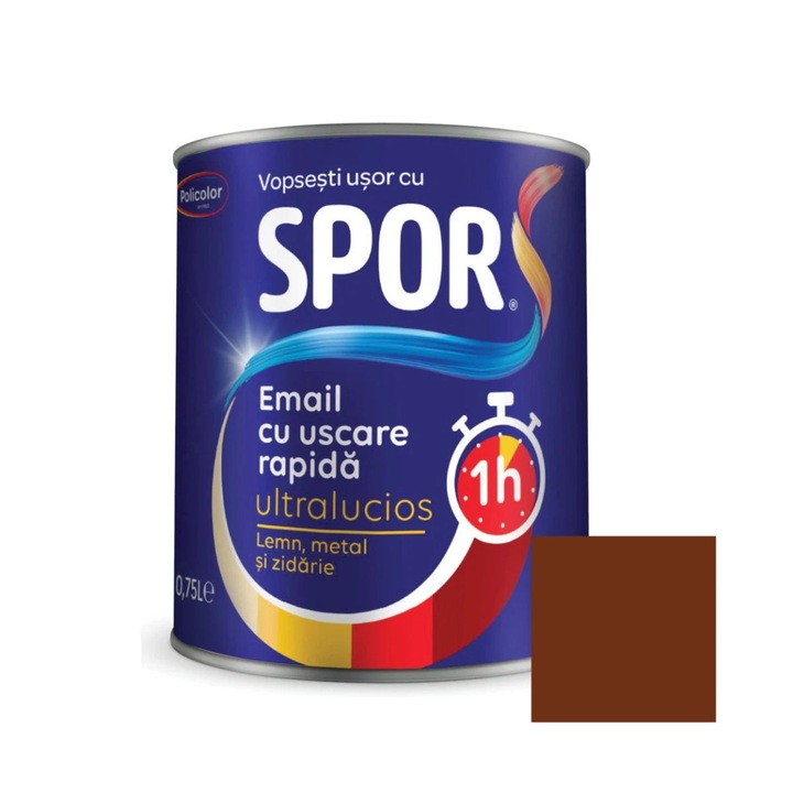 Alkidgyanta festék fémre, Spor, gyorsan száradó, ultrafényes, beltéri / kültéri, barna, 0.75 L