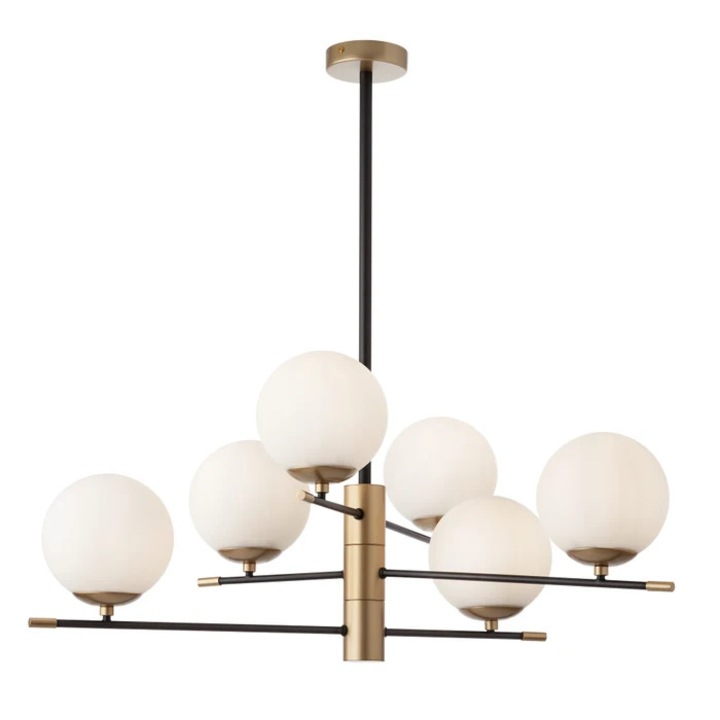 Полилей Essential 01-2950, 6 x E14, черен/златист, модерен