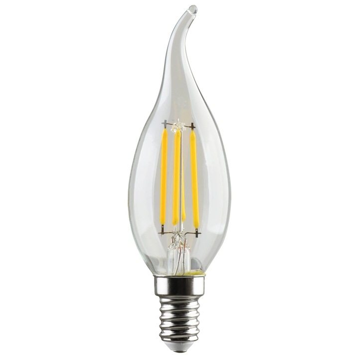 Bec LED filament Hoff lumanare fantezie E14 4.9 W 600 lm lumina calda 2700 K, flame