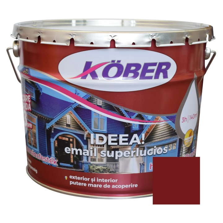 Alkyd festék fára/fémre, Kober Ideea, beltéri/kültéri, bordó, 10 L