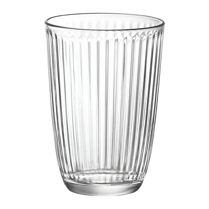 Pahar pentru apa / suc, Long Drink Line, sticla, transparent, 390 ml, set 6 bucati