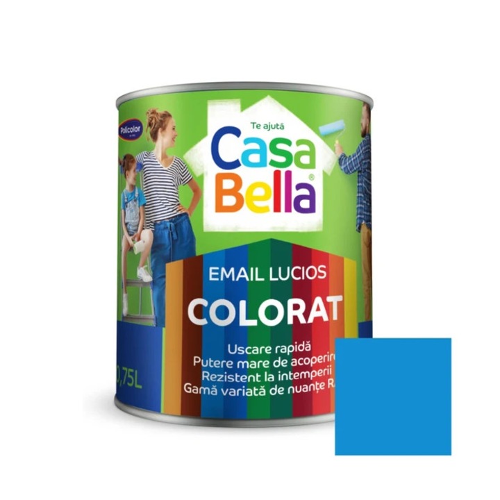 Vopsea alchidica pentru lemn / metal, Casabella, interior / exterior, albastru deschis, 0.75 L