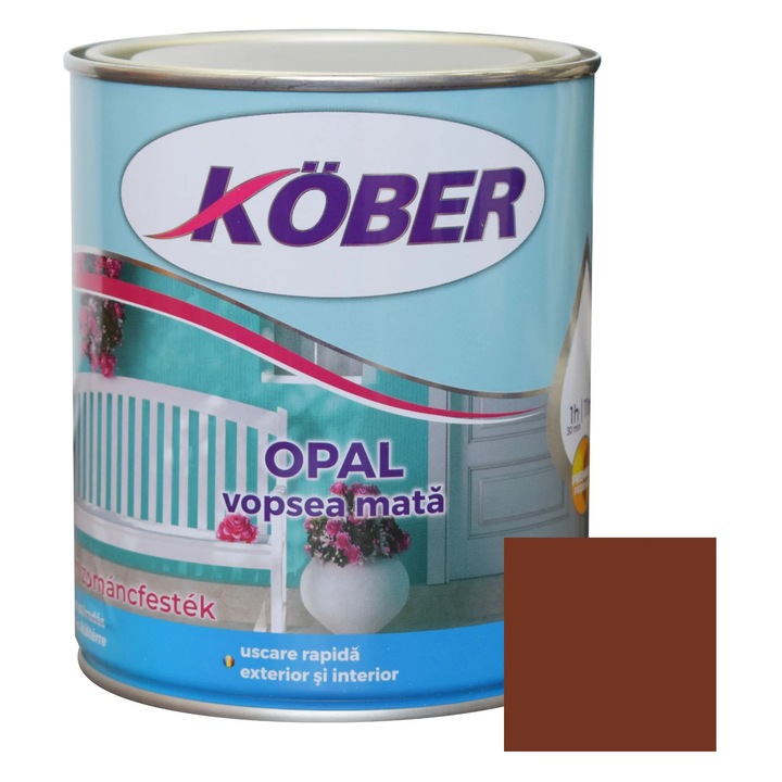 Vopsea alchidica pentru lemn / metal, Kober Opal, interior / exterior, maro ciocolata, 0.75 L
