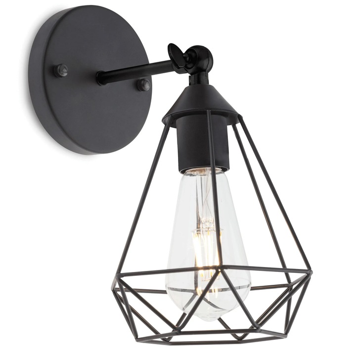 Аплик Krill 01-1387, 1 x E27, черен мат, индустриален