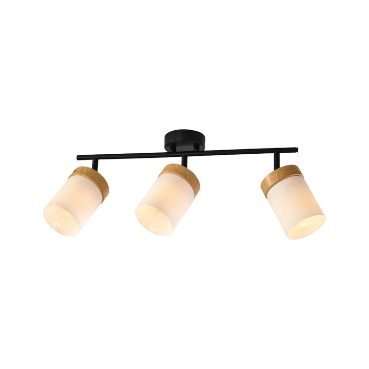 Плафониера Frosted KL163022, 3 x E27, бял + черен, модерен