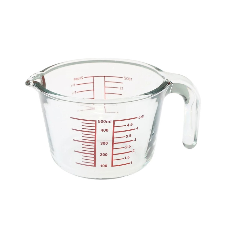 Cana gradata pentru masurare 3MC050-0X, sticla, transparent, 0.5 l