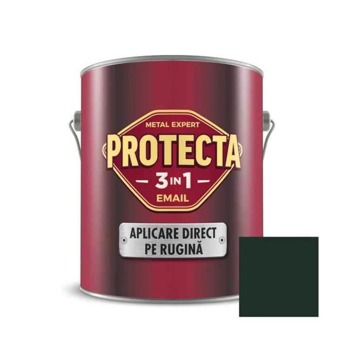 Vopsea alchidica pentru metal, Protecta 3 in 1 direct pe rugina, interior / exterior, maro inchis, 2.5 L