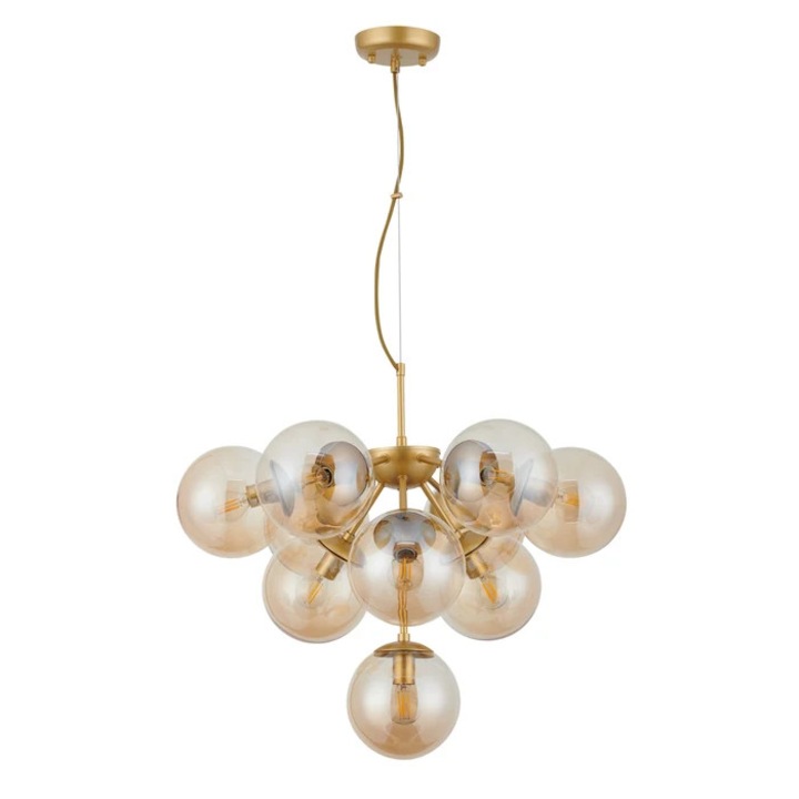 Окачено осветително тяло Agape 01-2940, 10 x E14, златисто + прозрачно, модерно