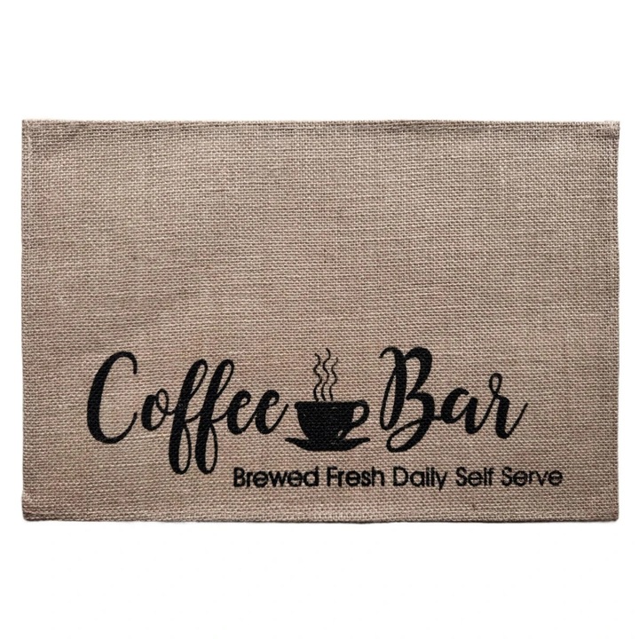 Suport farfurie masa, 6083B, 30 x 45 cm, panza de iuta, maro + negru