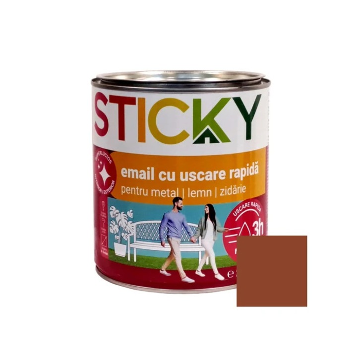 Vopsea alchidica pentru lemn / metal, Sticky uscare rapida, interior / exterior, maro deschis, 2.5 L