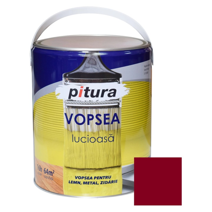 Vopsea alchidica pentru lemn / metal, lucioasa, Pitura, interior / exterior, visiniu V53311, 4 L