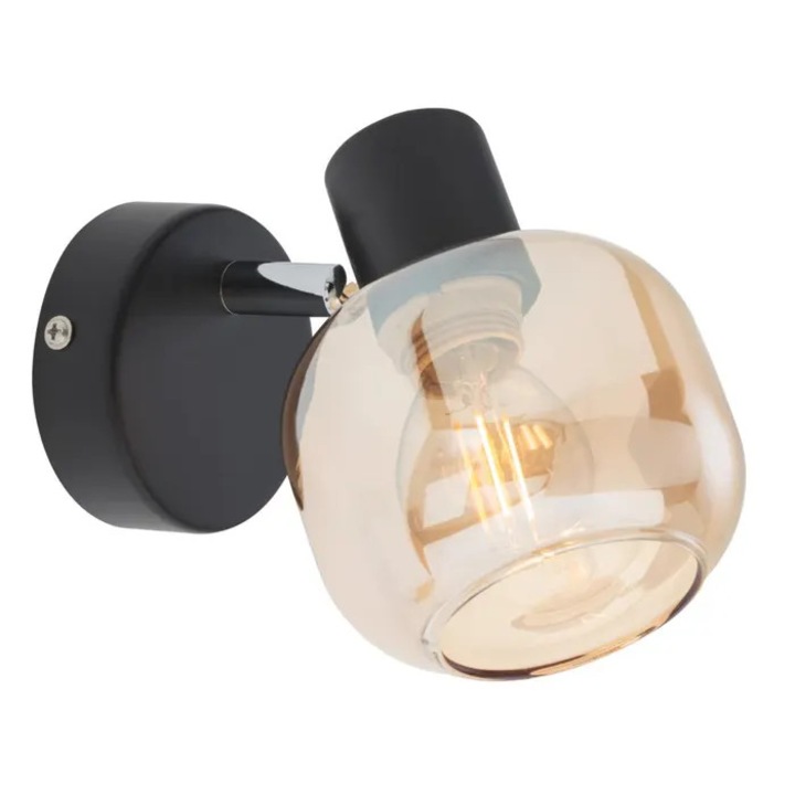 Аплика Амбър 04-483, 1 x E14, черен + кехлибар, класически