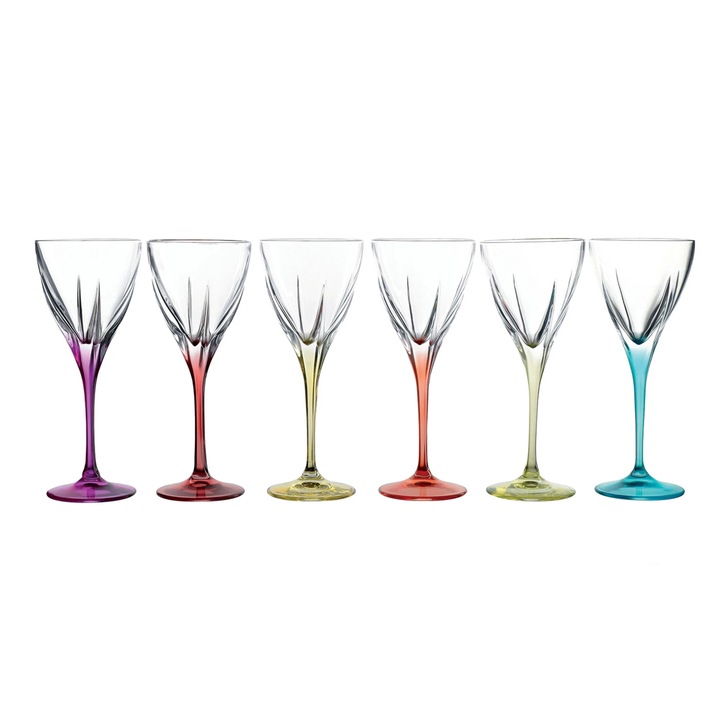 Pahar apa, Fusion RCR, din sticla cristalina, multicolor, 250 ml, set 6 bucati