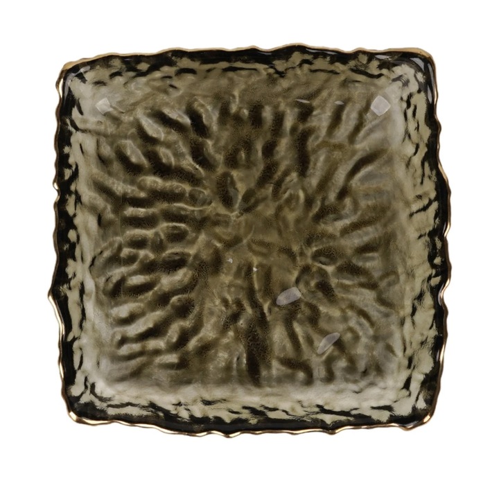 Négyzetes tányér 2FXP625-HGR, üveg, fekete, 16 x 16 cm