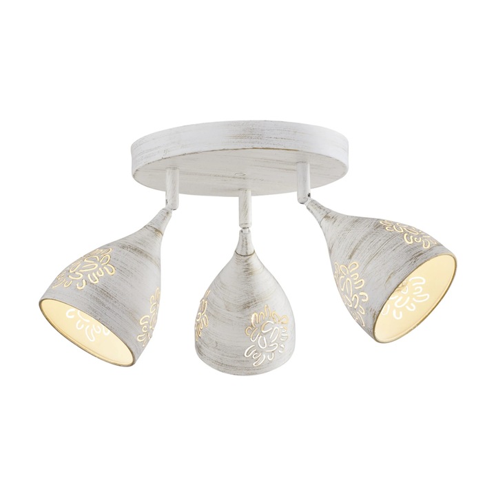 Bell mennyezeti lámpa, 3 x E14, antik fehér, modern, 3 búra