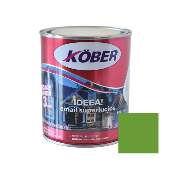 Vopsea alchidica pentru lemn / metal, Kober Ideea, interior / exterior, verde deschis, 0.75 L