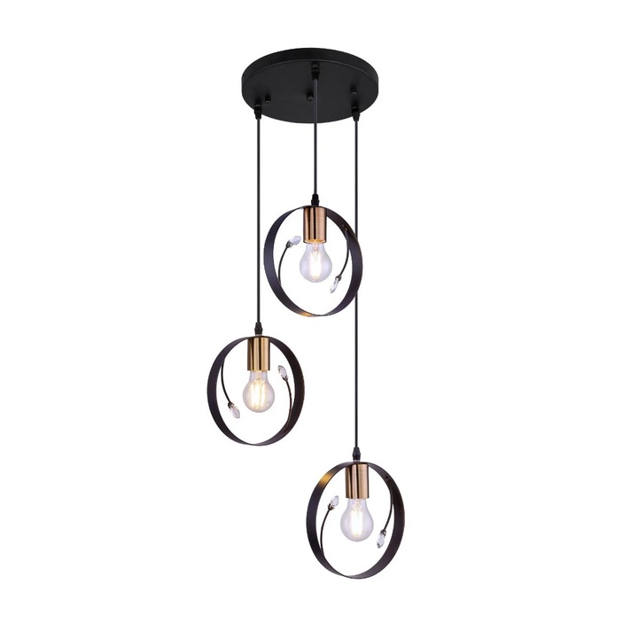 Pendul Vigo, 3 x E27, negru, 1500x20cm, design modern