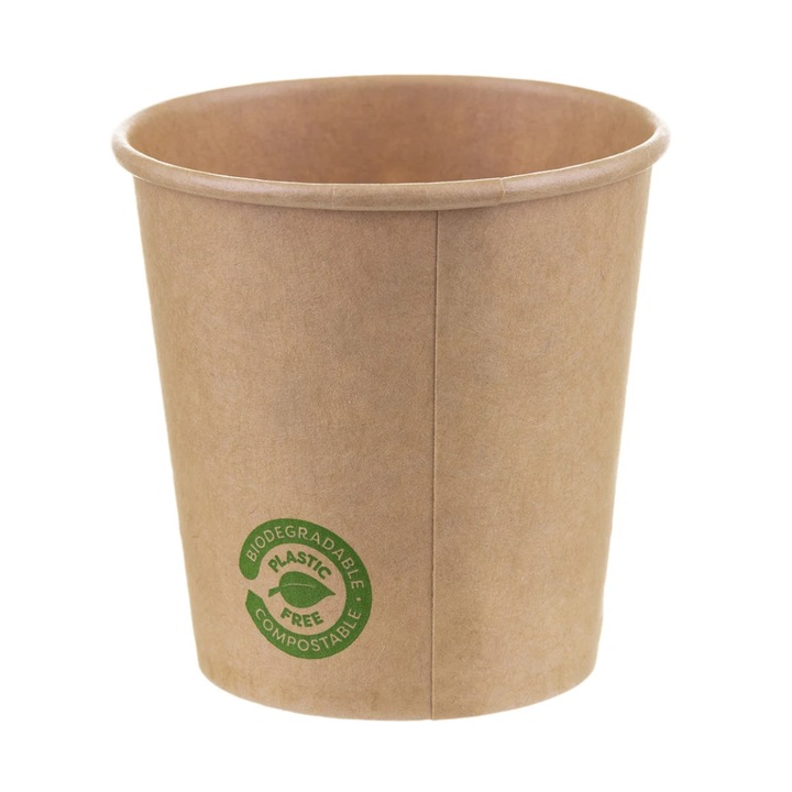 Pahare din carton, Biodeck Kraft, 120 ml, set 25 bucati