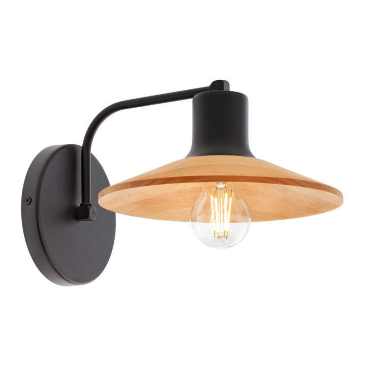 Аплик Fresno 01-4053, 1 x E27, черен + дърво, модерен
