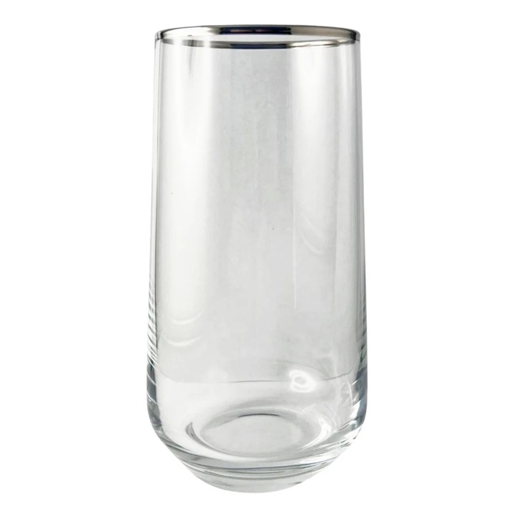 Koktél pohár 420015, üveg, átlátszó + platina, 470 ml, 6 darabos szett