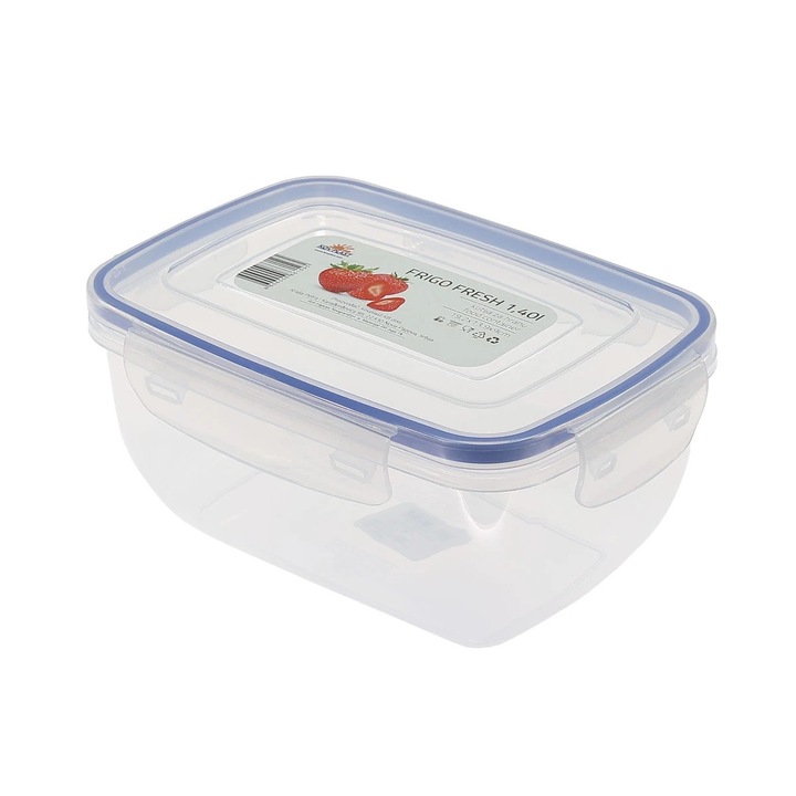 Caserola alimente, Frigo Fresh, plastic, dreptunghiulara, transparent, 1.4 L